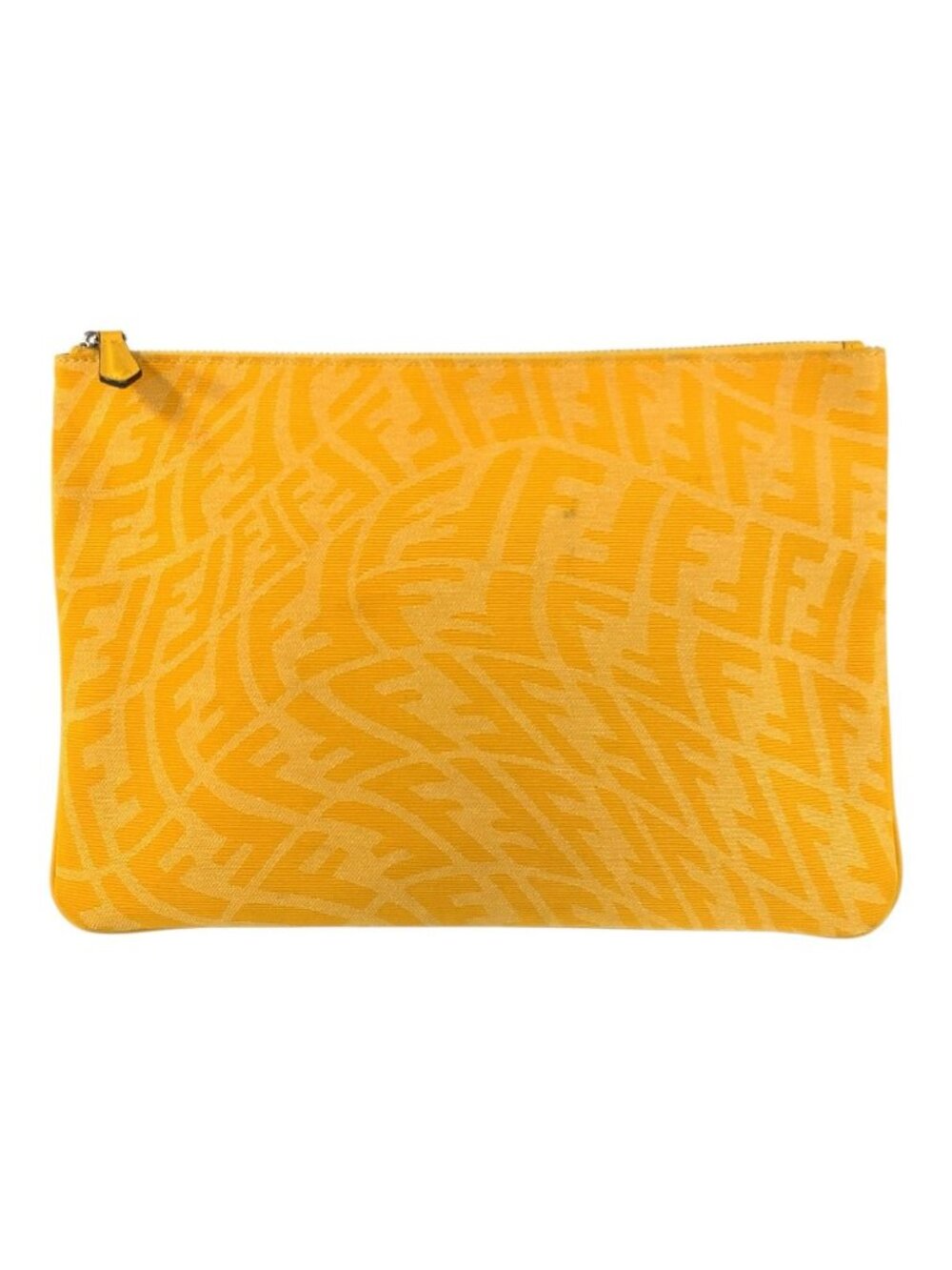 Fendi FF Vertigo Yellow Silver Canvas Clutch